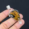 925 Sterling Silver Pear Natural Golden Pietersite Handcrafted Pendant Jewelry