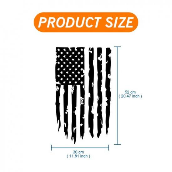 Fit Most Truck Tailgate Decal Sticker Made In USA Distressed American Flag Black