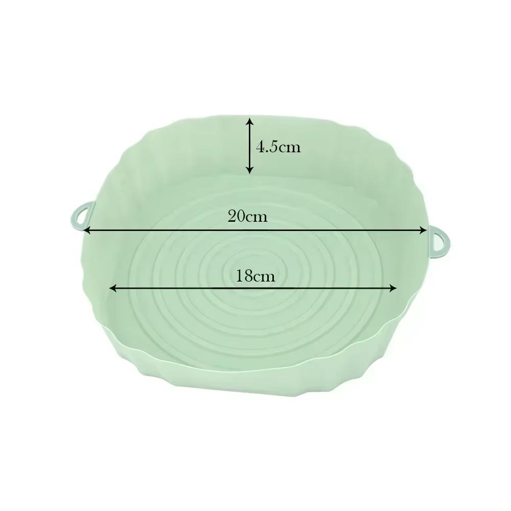 Silicone Air Fryer Liners Reusable Baking Tray Cooking Oven Accessories Round Basket Pot Bowl With Side Handles