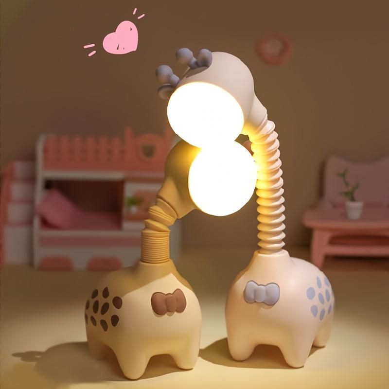1 USB Rechargeable Miniature Retractable Giraffe Table Lamp, Reading and Ambient Night Light, Portable, for Outdoor, Bedroom, Study Room