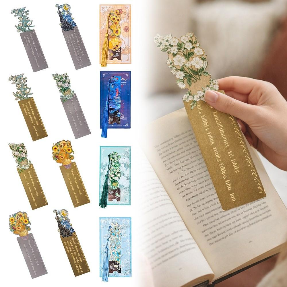 Tassel Pendant Reading Book Clip Sunflower Oil Painting Bookmarks  School Office Supplies