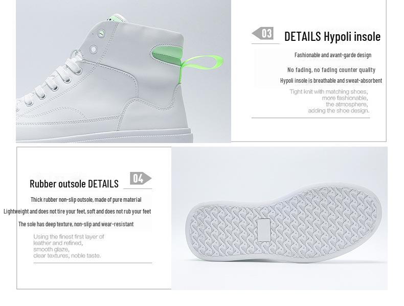 Men's White High-Top Casual Trendy Shoes