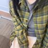 Women's Spring and Autumn Plaid Shirt Lapel Long-sleeved Loose Casual Single-breasted Top
