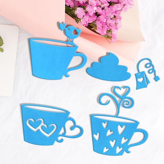 Lot de 5 pochoirs de découpe en métal pour sachets de thé et tasses à café, pour scrapbooking, DIY