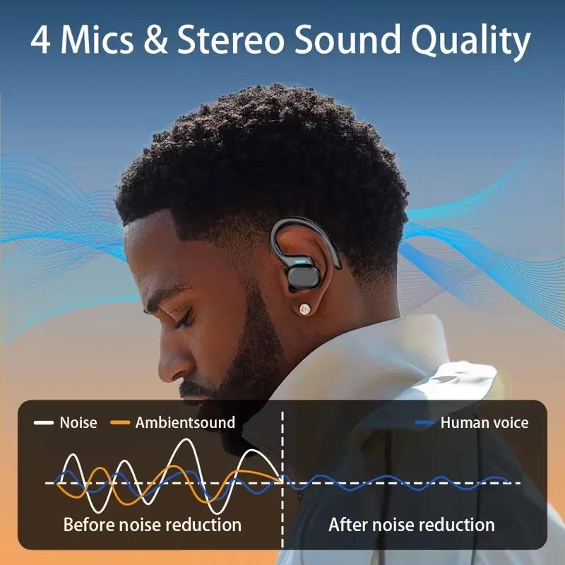 SP16 Earhooks Sports Bluetooth Wireless Headsets with Mic,LED Power Display,ENC,Hifi Stereo Sound Gaming Headset