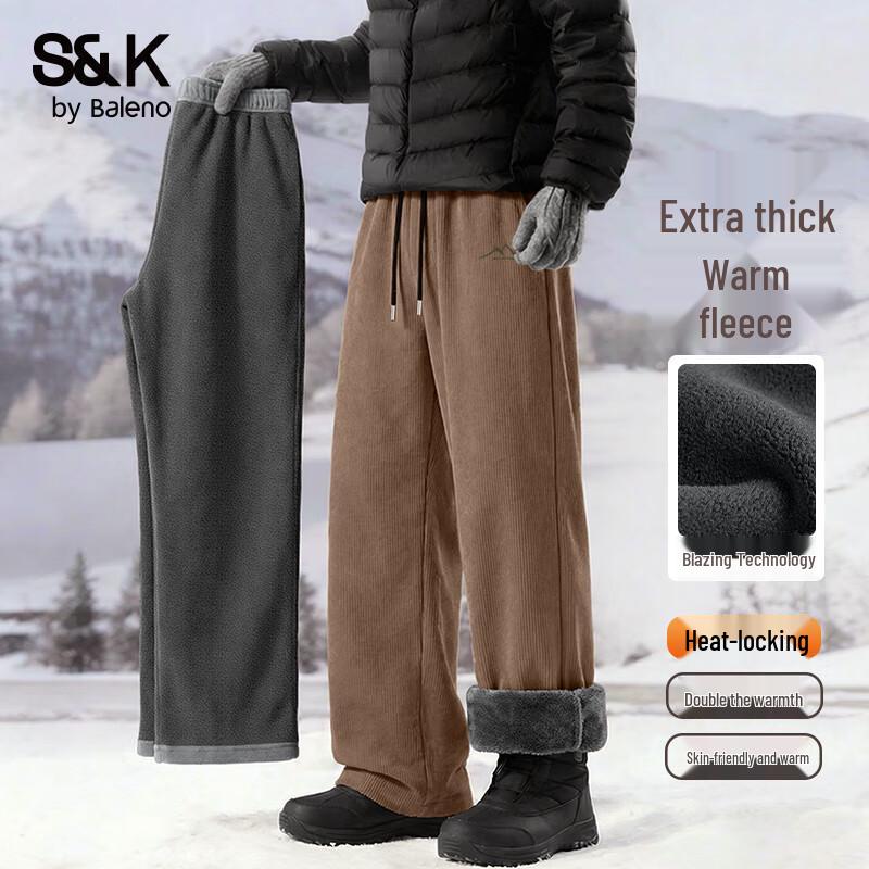 Baleno S&K Men s Winter Windproof Chenille Wide-Leg Casual Pants XL