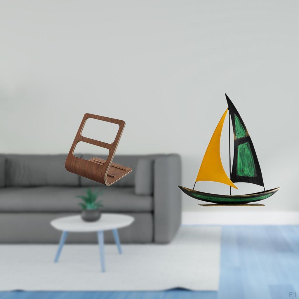 TV Remote Organizer Iron Sailboat Sculpture Desktop Storage Box Tabletop Ornament Standing Two
