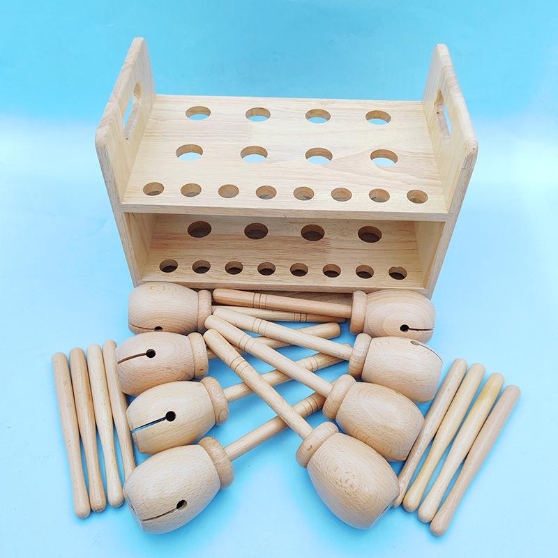 Beech Wood Orff Bangu Percussion Set for Kindergarten Performance 1.95KG, 29*16.7*20cm