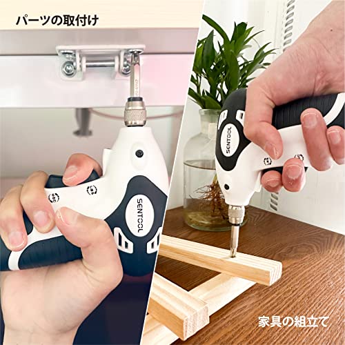SENTOOL Electric Screwdriver, Compact, 3.6V USB Type-C Rechargeable, Lightweight, 315g, Perfect for Assembling Furniture and Handcrafting Interiors, E