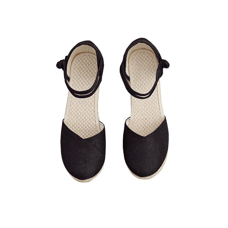 Damen Sommer Keilsandalen mit einem Riemen: Vielseitig, Einfarbig, Mit Schnalle, Atmungsaktiv, Hoher Absatz