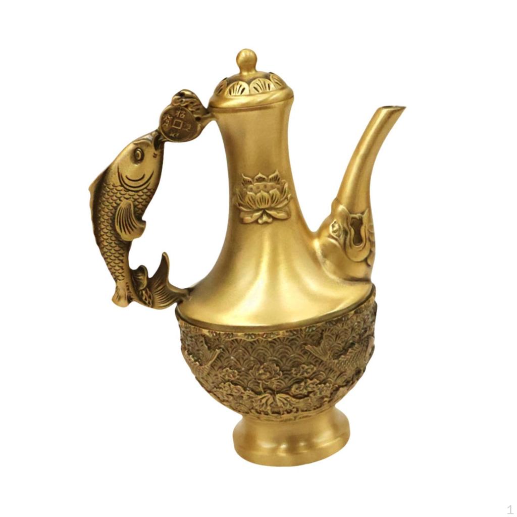 Mosiężny Czajnik do Herbaty Dzbanek na Napoje Łatwy do Czyszczenia Dekoracja Artystyczna Ręczny Ornament Czajnik na Biurko Do Wnętrz