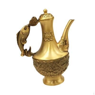 Messing Teekanne Getränkekrug Leicht zu reinigen Kunstdekor Handgehaltenes Ornament Kessel für Schreibtisch Innenbereich