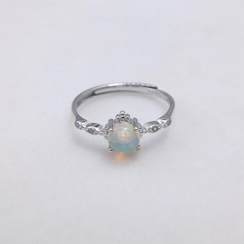 Cute 925 Sterling Silver 5mm Round Natural Opal Rings for Women Wedding Engagement Love Ring Jewelry Finger Bague Aneis Anelli