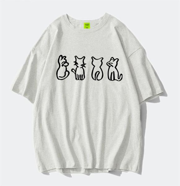 

Heavy cotton cartoon fun short-sleeved T-shirt men s and women s summer new loose design niche half-sleeved top tide M