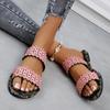 Summer Outer Wear One Word Flip Flops Printed Hollow Out Fashion Lightweight Casual Sandal Flops