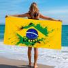 1 Stück Brasilien Flagge Fußball Strandtuch, Polyester Schnelltrocknend Leichtes Handtuch, Weiches Saugfähiges Badetuch für Fußballfan Geschenk, Str