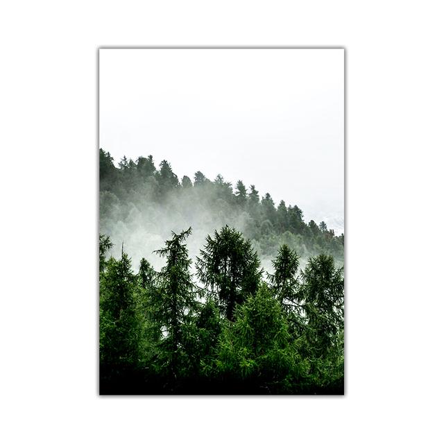 Foggy Forest Wall Art Canvas Painting Scandinavian Poster and Print Nature Landscape Nordic Decoration Picture Modern Home Decor