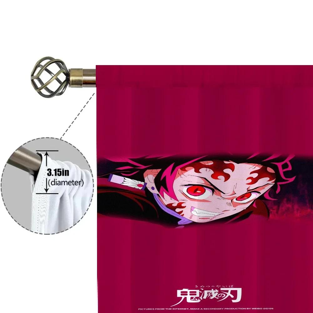 Window Kitchen Curtains for Living Room 2 Pieces Blackout Curtains Door Curtain D-demon S-slayer Bedroom Decoration Partition