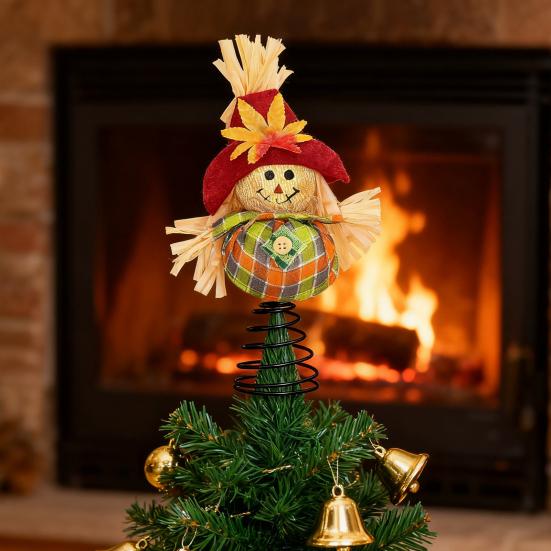 Thanksgiving Scarecrow Miniature Fall Scarecrow Tree Topper 8 Inches Miniature Harvest Autumn Ornaments for Farmhouse Home Party Supplies