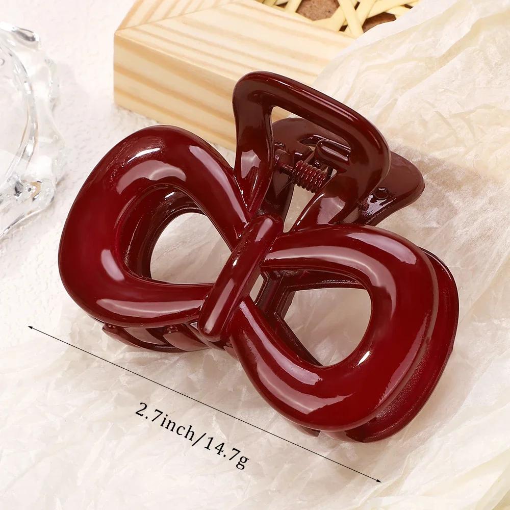 Elegant Geometric Large Ankola Red Hair Claws for Women Girls  New Year Barrettes Hairpins Hair Grab Shark Clip Accessories