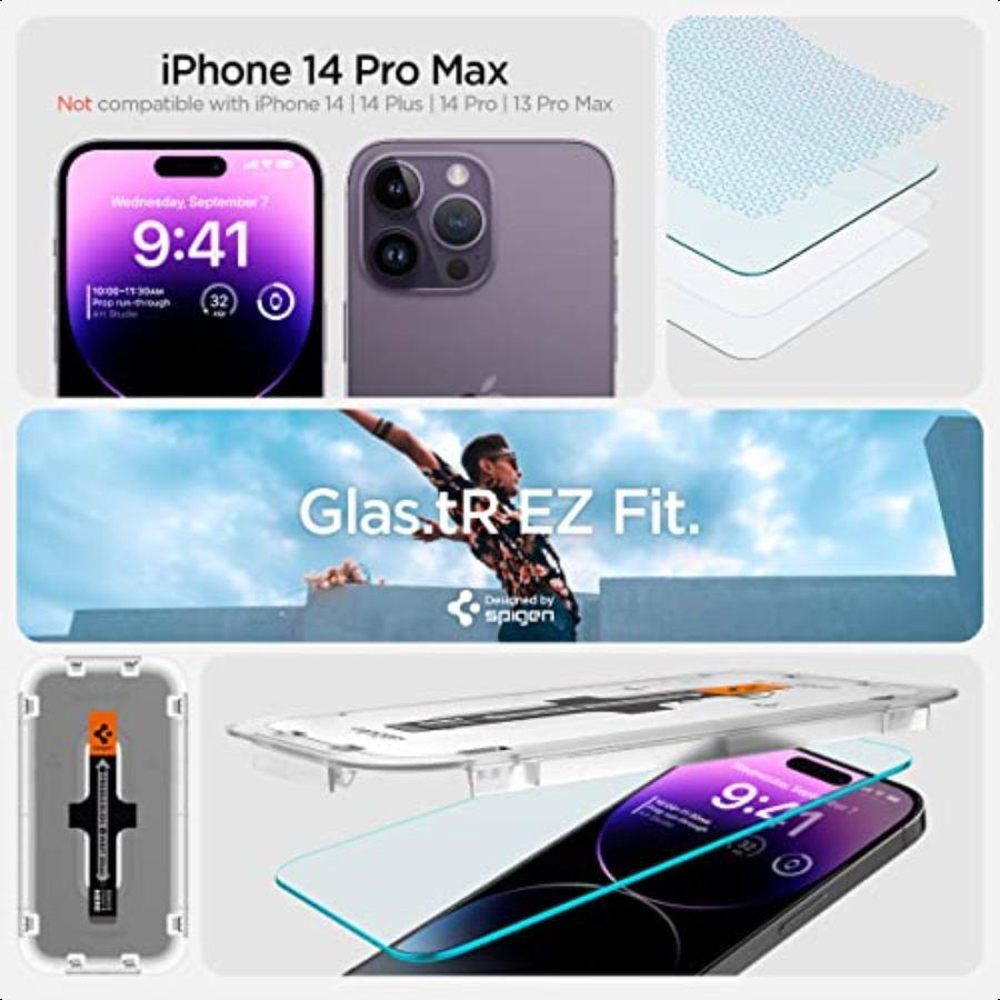 

Защитное стекло [GlasTR EZ FIT] для iPhone 14 Pro Max [Совместимо с чехлами] Защита датчиков 2 шт. United States