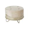 Footrest - Unspecified - Golden Beige - Metal - Polyester - 63x63x42 Cm