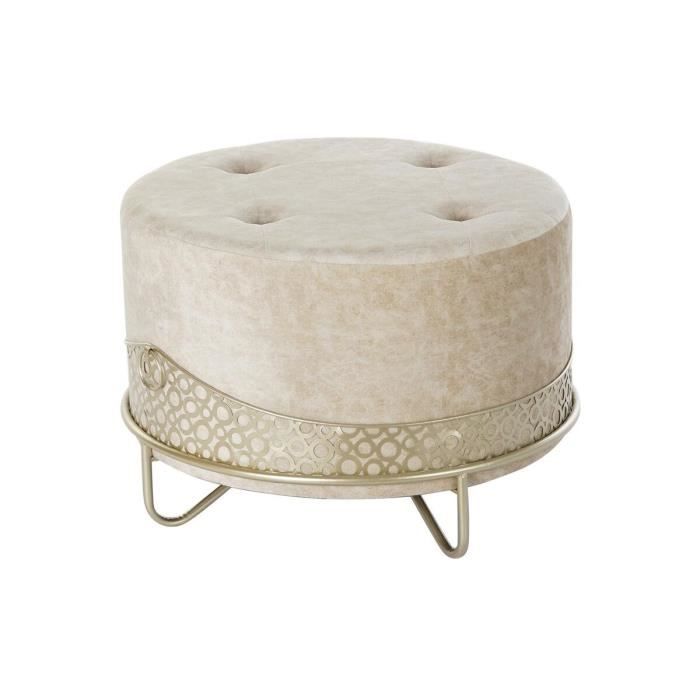 Repose-pieds - Non spécifié - Beige doré - Métal - Polyester - 63x63x42 cm
