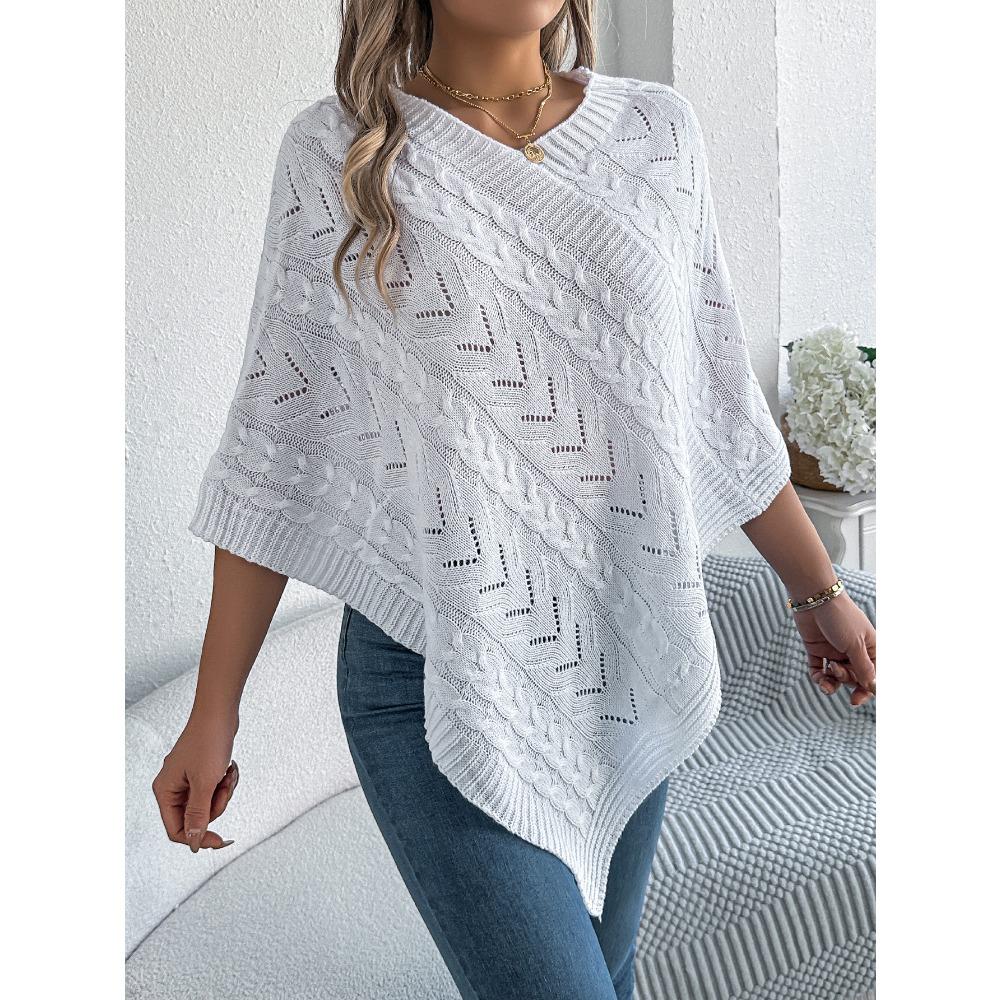 Women's Oversized Sweatshirt Top Casual Solid-Colour Cable-Knit Oversized Cape Cardigan Women's Knitted Sweater