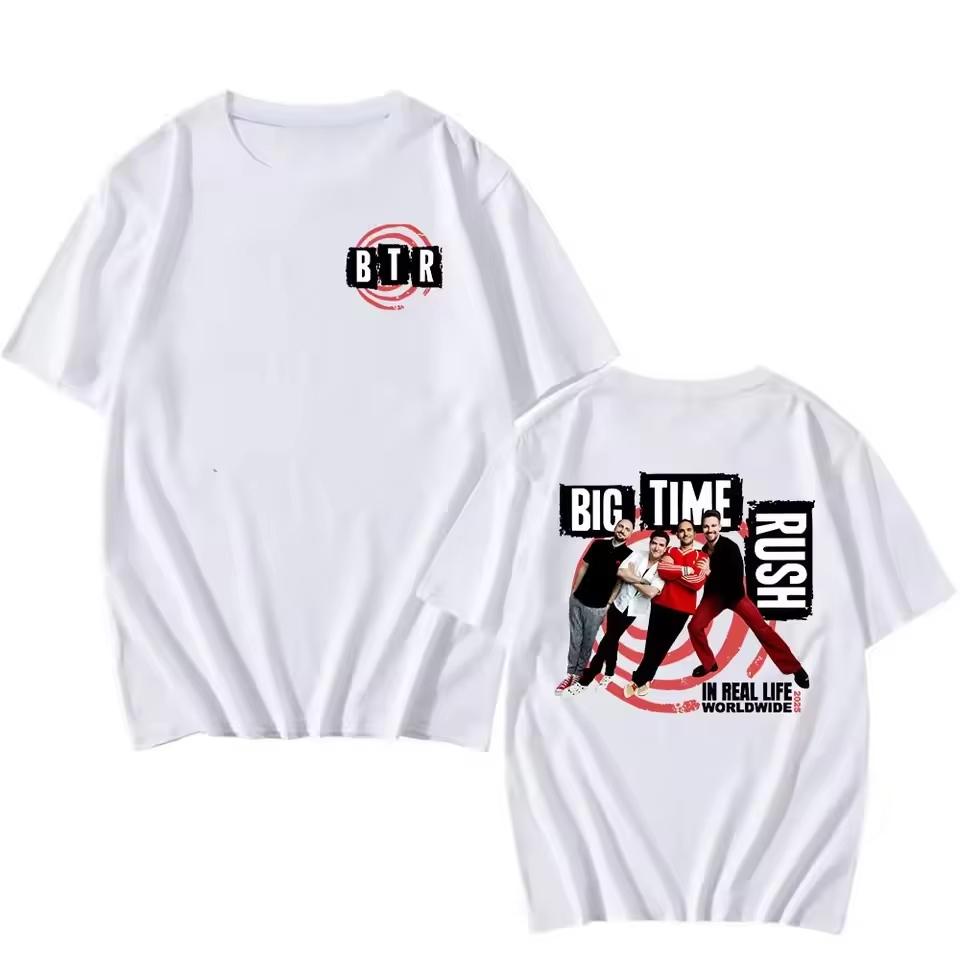BTR IN REAL LIFE WORLDWIDE 2025 TOUR TEE Maglietta Rock Band Big Time Rush Vestibilità Larga Casual Uomo Donna Maglietta Abbigliamento con Stampa Grafica