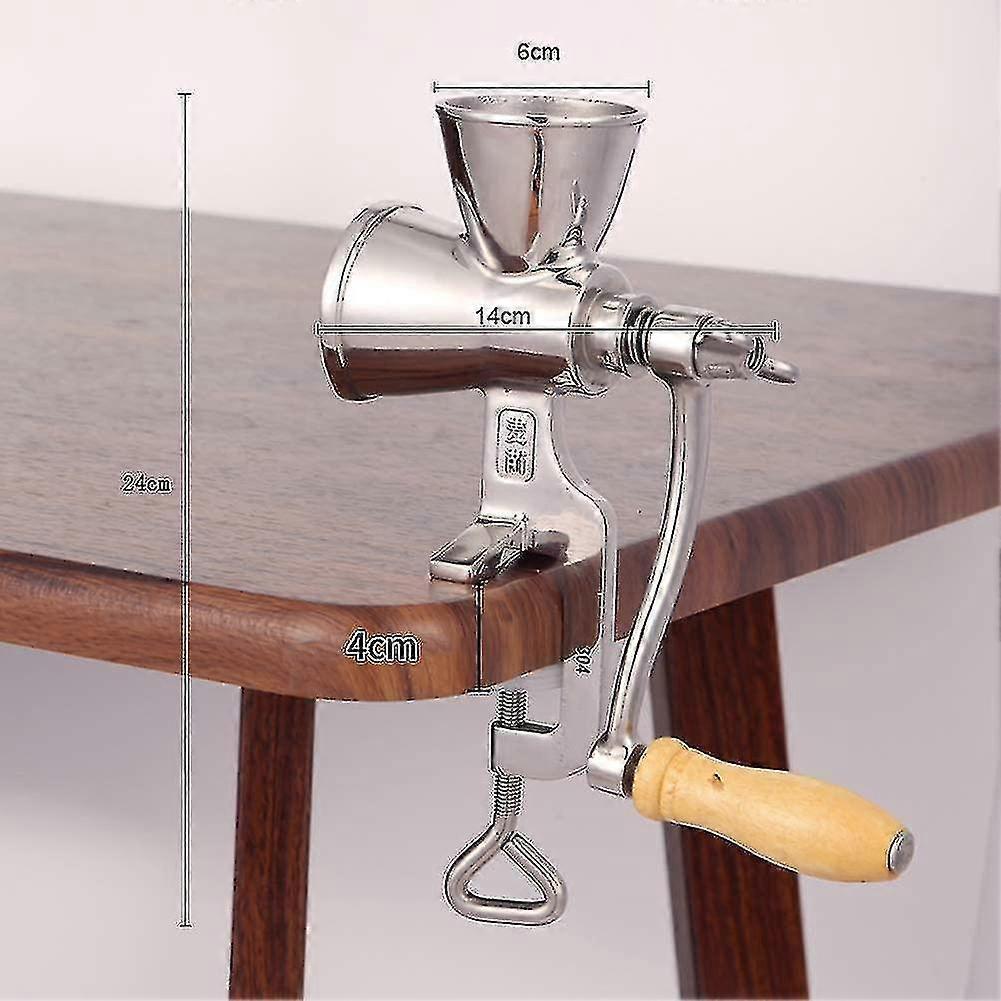 2023 - Manual Grain Grinder, Table Clip Design Grain Corn Grinder With Wooden Handle, Household Kitchen Tools Stainless
