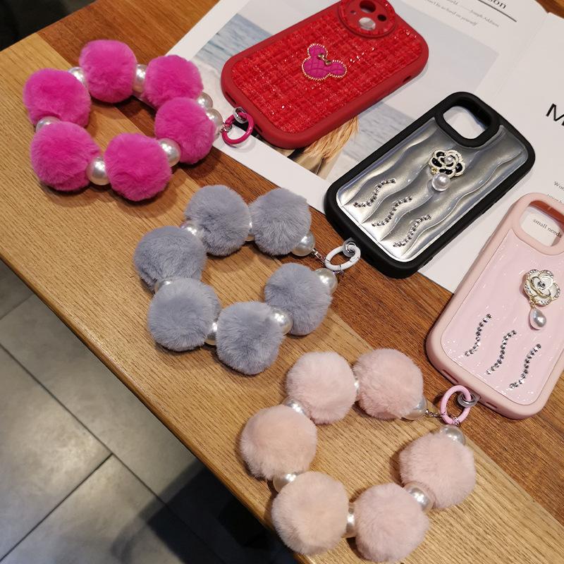 Mobile Phone Lanyard Wrist Hairball Pendant Winter Furry Bracelet Ins Internet Celebrity Same Portable Chain Mobile Phone Case