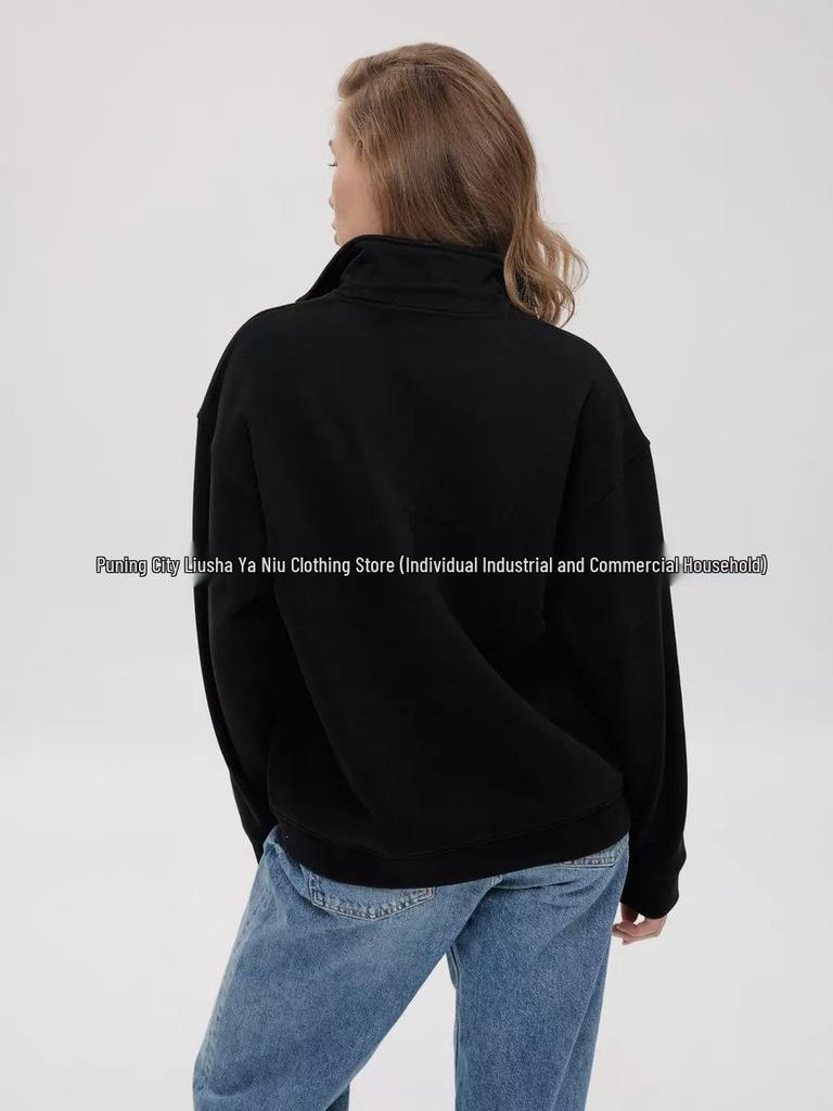 American Style Versatile Lapel Half-Zip Hoodie: Comfortable Sporty Casual Jacket