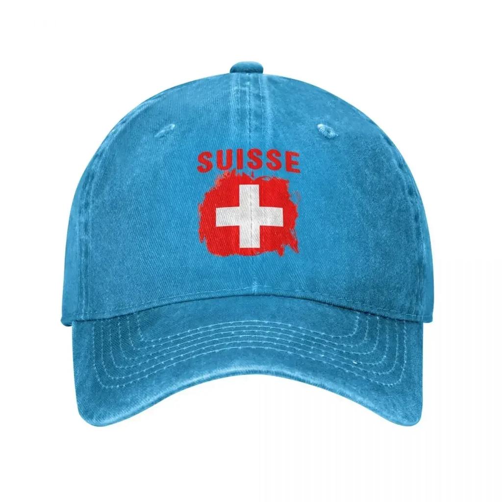 Suisse Switzerland Flag Baseball Caps Classic Distressed Denim Snapback Hat Unisex Outdoor Running Golf Caps Hat