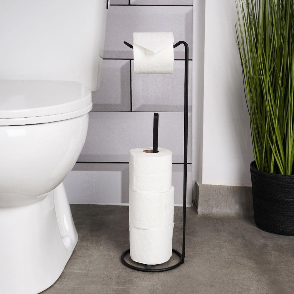 Black metal toilet paper stand 54 cm