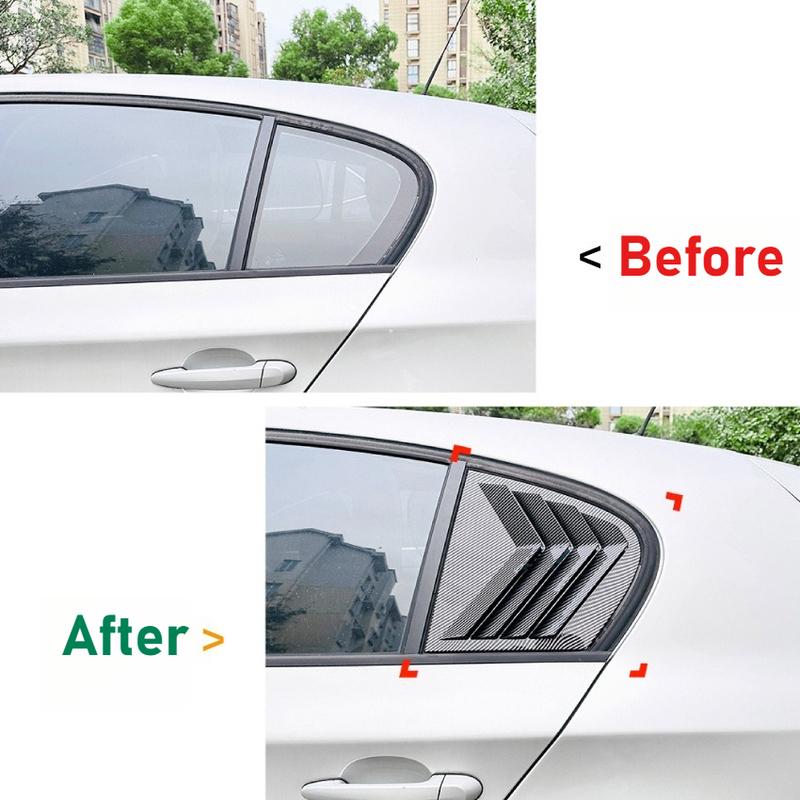 ABS 2PCS Rear Side Window Trim Spoiler For BMW 1 Series E87 2005 -2011 Window Shutter Cover Louver Air Vents Accessories Parts