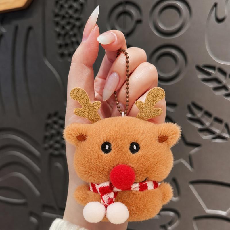 Cute Stars Plush Christmas Keychain Girls Fluffy Soft Cute Backpack Bag Pendant Practical Key Chain Charms Keyrings Gifts