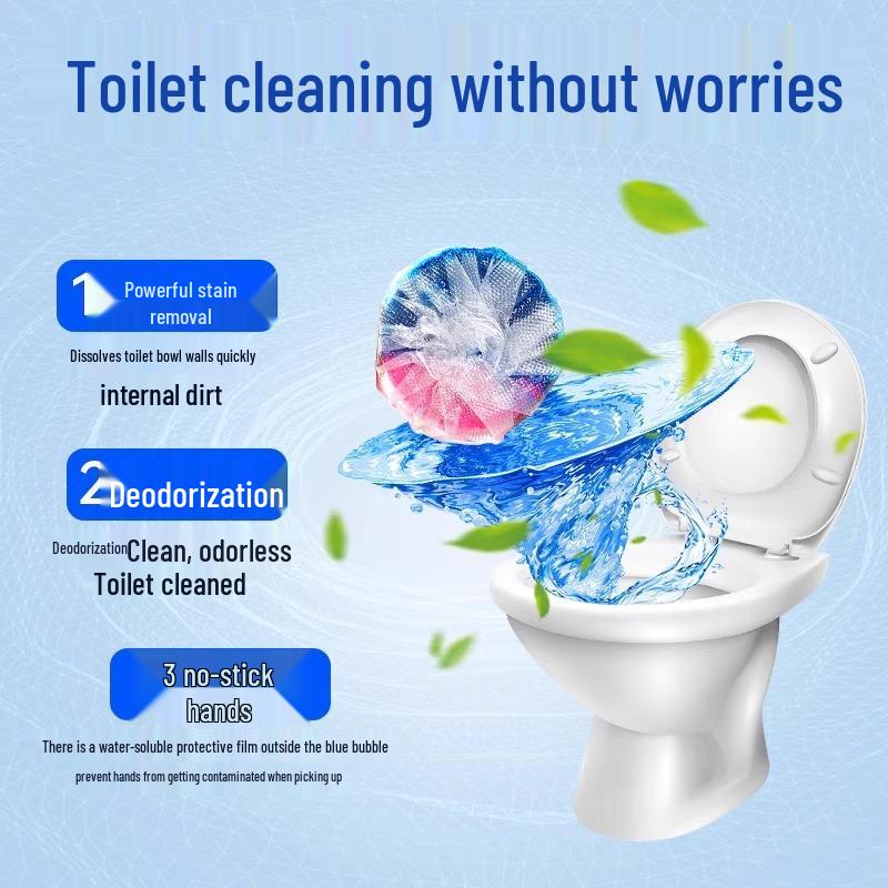 Blue Bubble Toilet Bowl Cleaner & Deodorizer: Long-Lasting Fresh Scent with Automatic Cleaning and Odor Removal