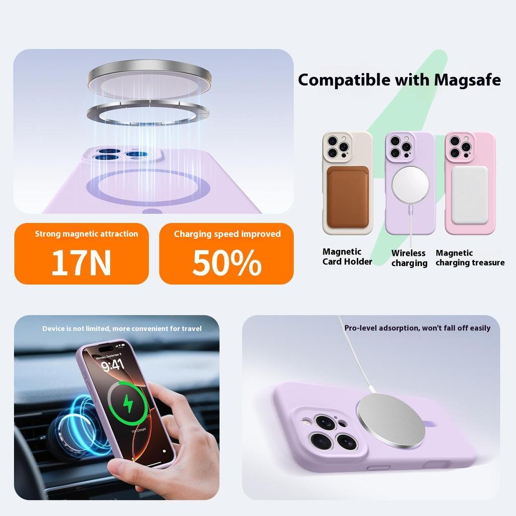 For iPhone 16 Pro Case Compatible with MagSafe Precise Cutouts Liquid Silicone+PC Phone Cover