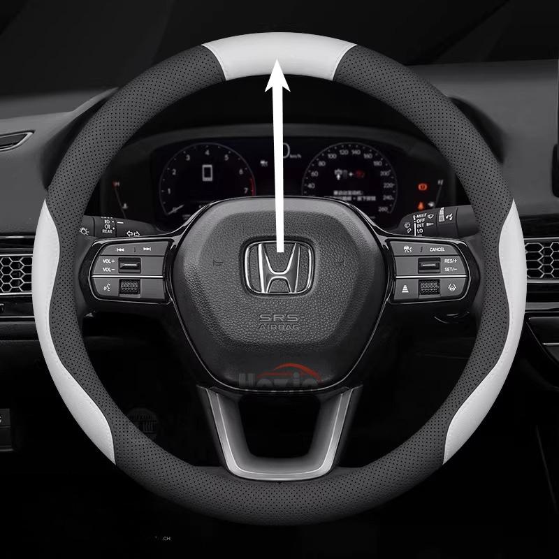 AAAKM1 Leather Car Steering Wheel Cover for Honda HRV CRV Civic City Passport Accord CRZ 2022 2023 2024 2025 2026 Interior Accessories