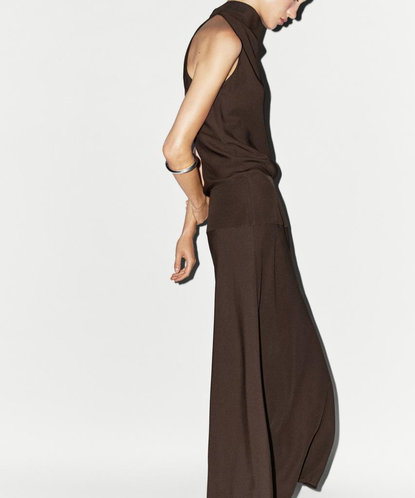 Masimodutti Halterneck Waistband Midi Dress