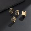 4pcs Irregular Design Geometric Open End Rings Punk Couple Rings  Hiphop Style