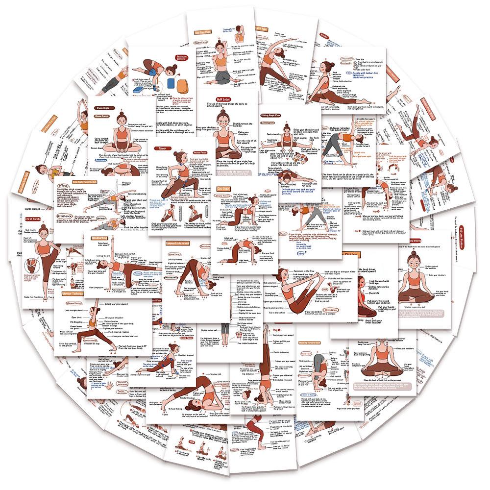 Set of 41 Creative English Yoga Stickers for Journals, DIY Projects, Water Bottles, Phone Cases, and Laptops