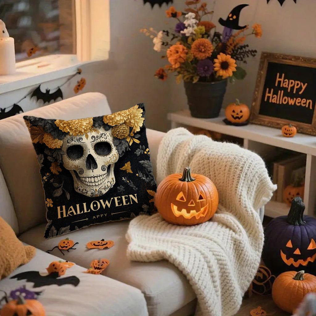 Happy Halloween Black Cat Pillowcasesuitable For Sofa Car Bedroom Decorative Cushion Cover Pillow Cover