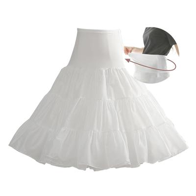 FUNKEIMEI Long White Petticoat 60cm Tulle Skirt Knee-Length A-Line Wire-Free Ladies 50cm 55cm