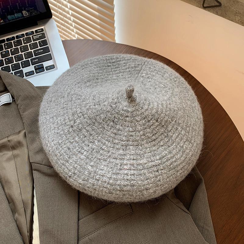 Warm Beret Comfortable For Women Fashionable Cotton Hat In Black Blue And More