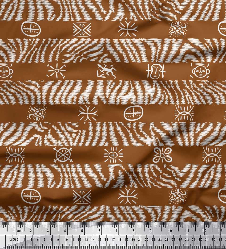 

Soimoi Чорний японський креп-атлас Тканина в смужку та зебру зі шкірою тварин Принти на метр 42 дюйма 42 Inch Wide - Poly Crepe коричневий