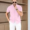 Men's Business Casual Solid Color Short Sleeved Shirt for Summer Fashion No Ironing Comfortable and Versatile Top