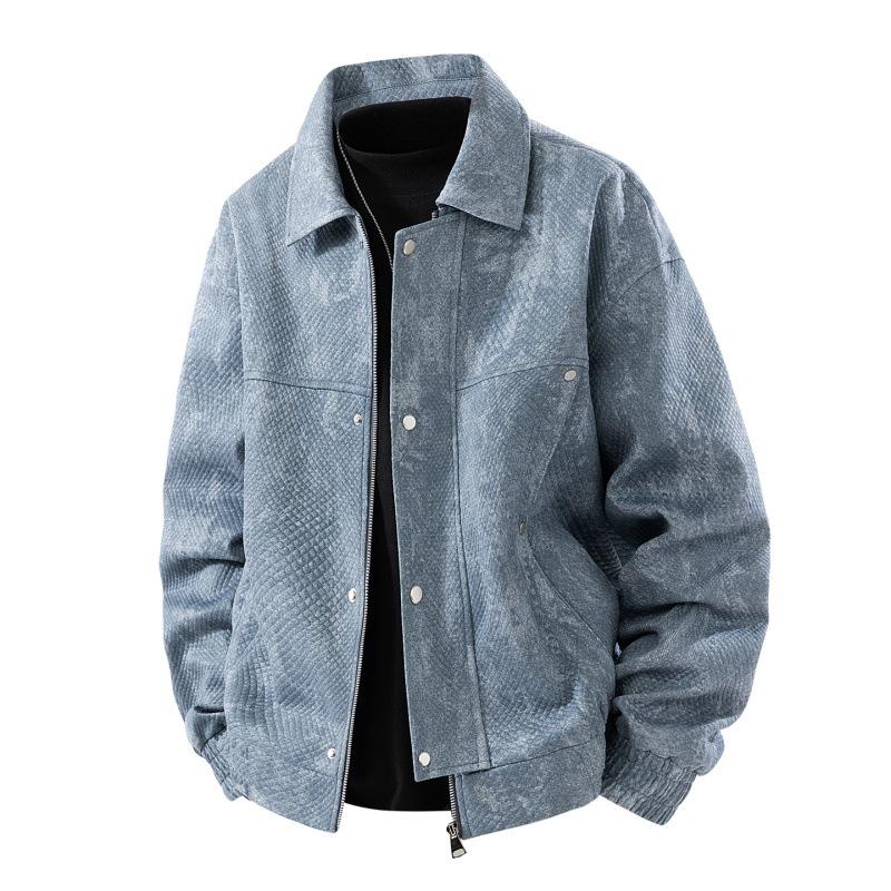 Autumn and Winter New Men's Coat Lapel Tooling Jacket High-end Men's Loose Leave-in Green Men's Clothing