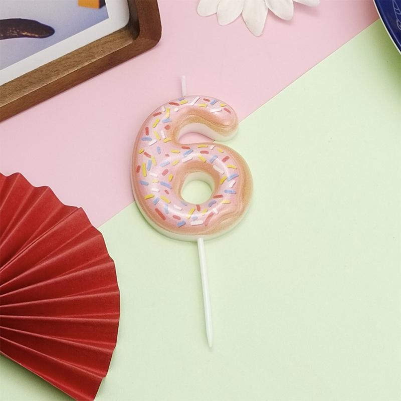 Cute 0-9 Number Candles for Kids Girl Birthday Cake Donut Decor Digital Candle  Cake Topper Wedding Anniversary Party Decor