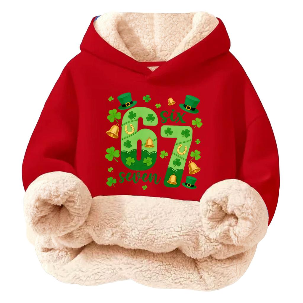 Children's Fashionable Printing Casual Fleece Hooded Loose Fit Hoodie Without Pockets